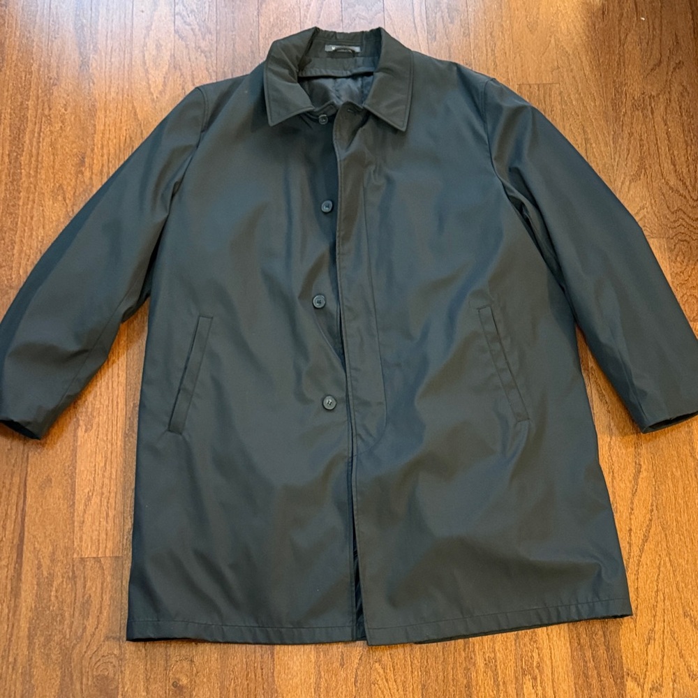 Perry Ellis Men's Black Trench Coat with Zip-out Liner